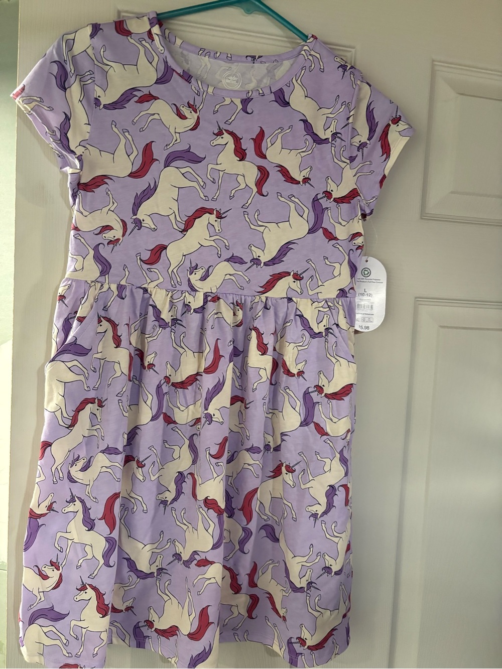 NWT L 10/12 unicorn dress with pockets